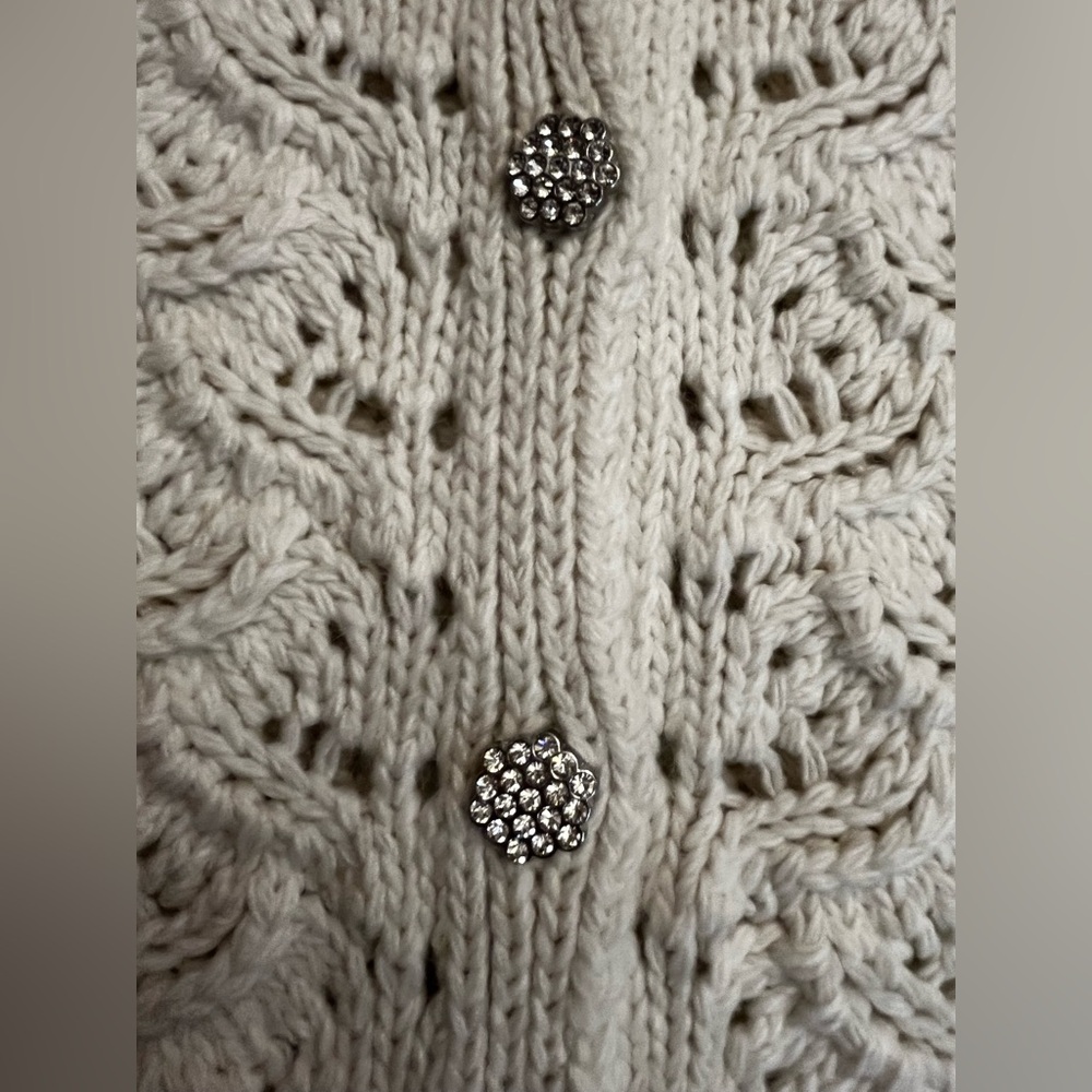 Zara Macrame Knit Cardigan Crochet Lady Jacket Cardigan Ecru cream nwot - Picture 6 of 10